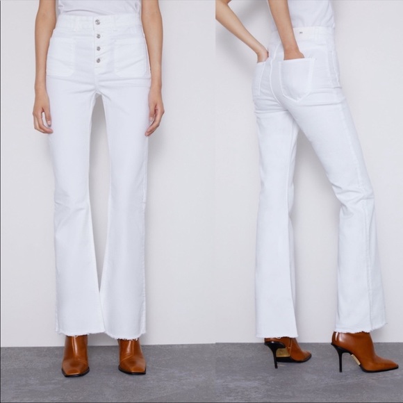 zara white flare pants